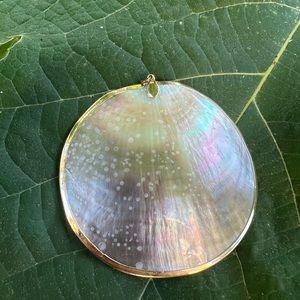 Gold-tone Mother of Pearl Large Shell Pendant👠
